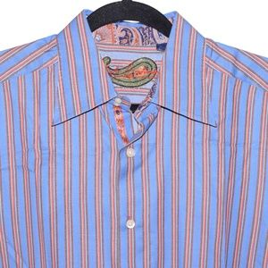 Robert Graham Large Blue Orange Long Sleeve Button